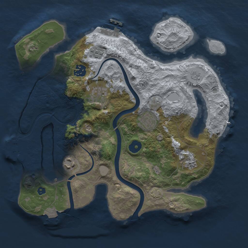 Rust Map: Procedural Map, Size: 3000, Seed: 35734913, 12 Monuments