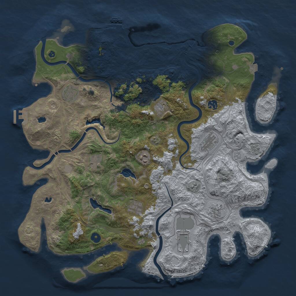 Rust Map: Procedural Map, Size: 4500, Seed: 2044647474, 16 Monuments