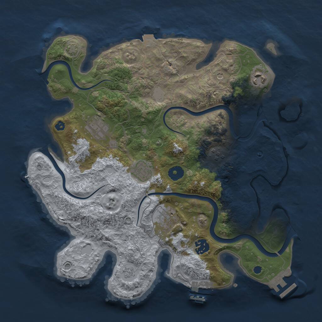Rust Map: Procedural Map, Size: 3280, Seed: 518466124, 12 Monuments