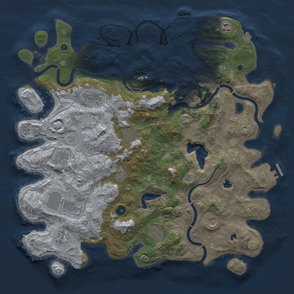 Rust Map: Procedural Map, Size: 4500, Seed: 264323223, 16 Monuments