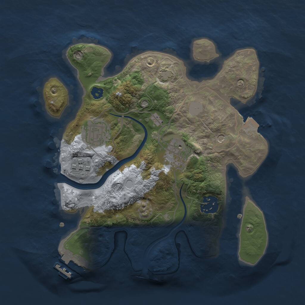 Rust Map: Procedural Map, Size: 2500, Seed: 2469753, 8 Monuments