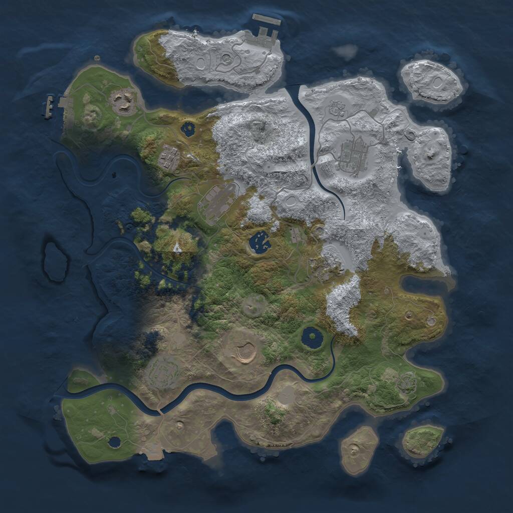 Rust Map: Procedural Map, Size: 3600, Seed: 1939756183, 14 Monuments