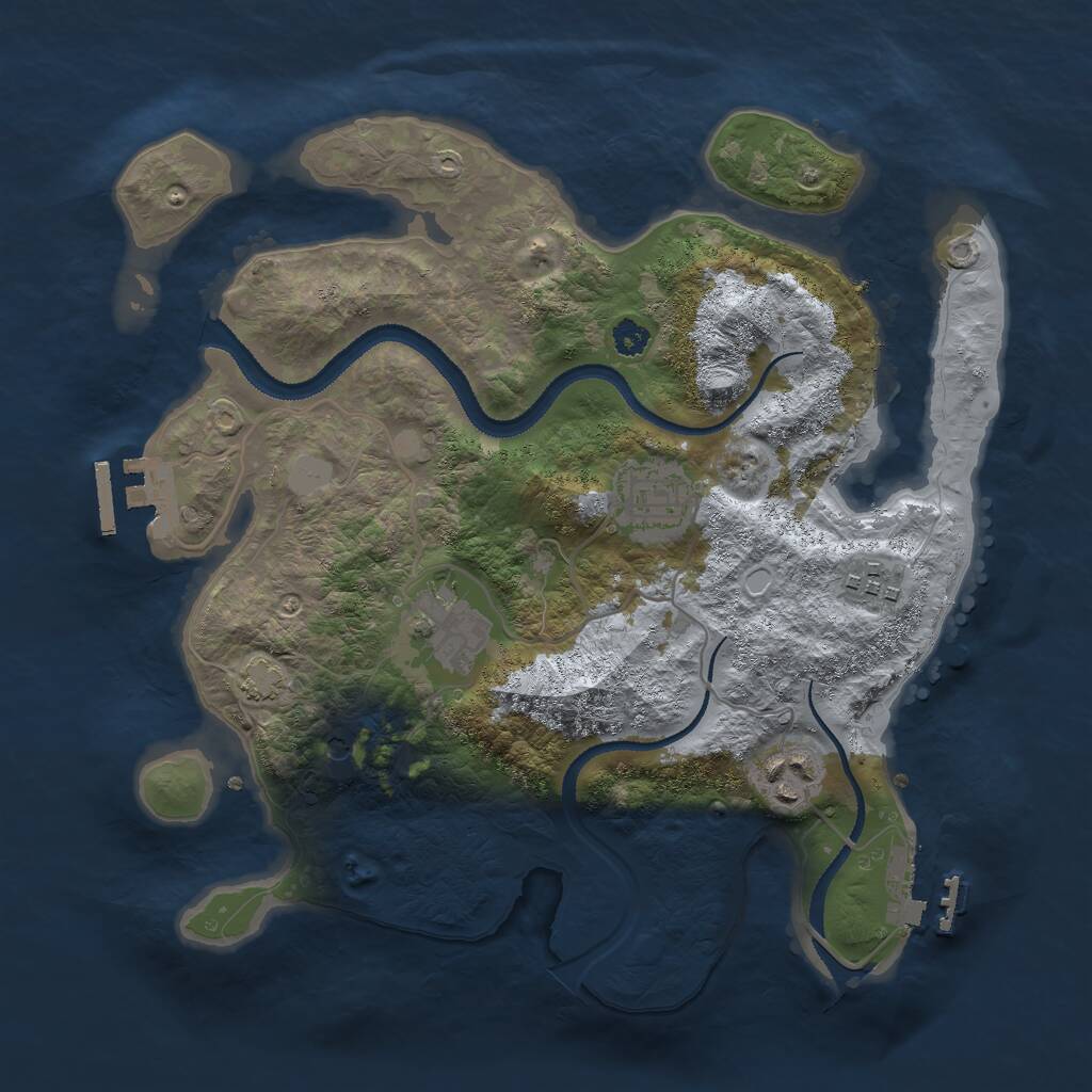 Rust Map: Procedural Map, Size: 3000, Seed: 1078914142, 9 Monuments