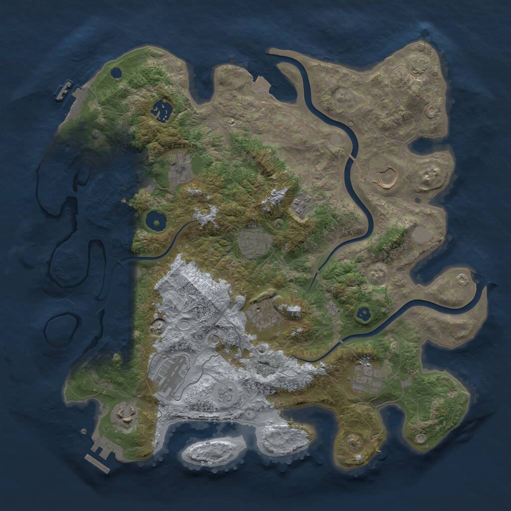 Rust Map: Procedural Map, Size: 3700, Seed: 1225766700, 15 Monuments
