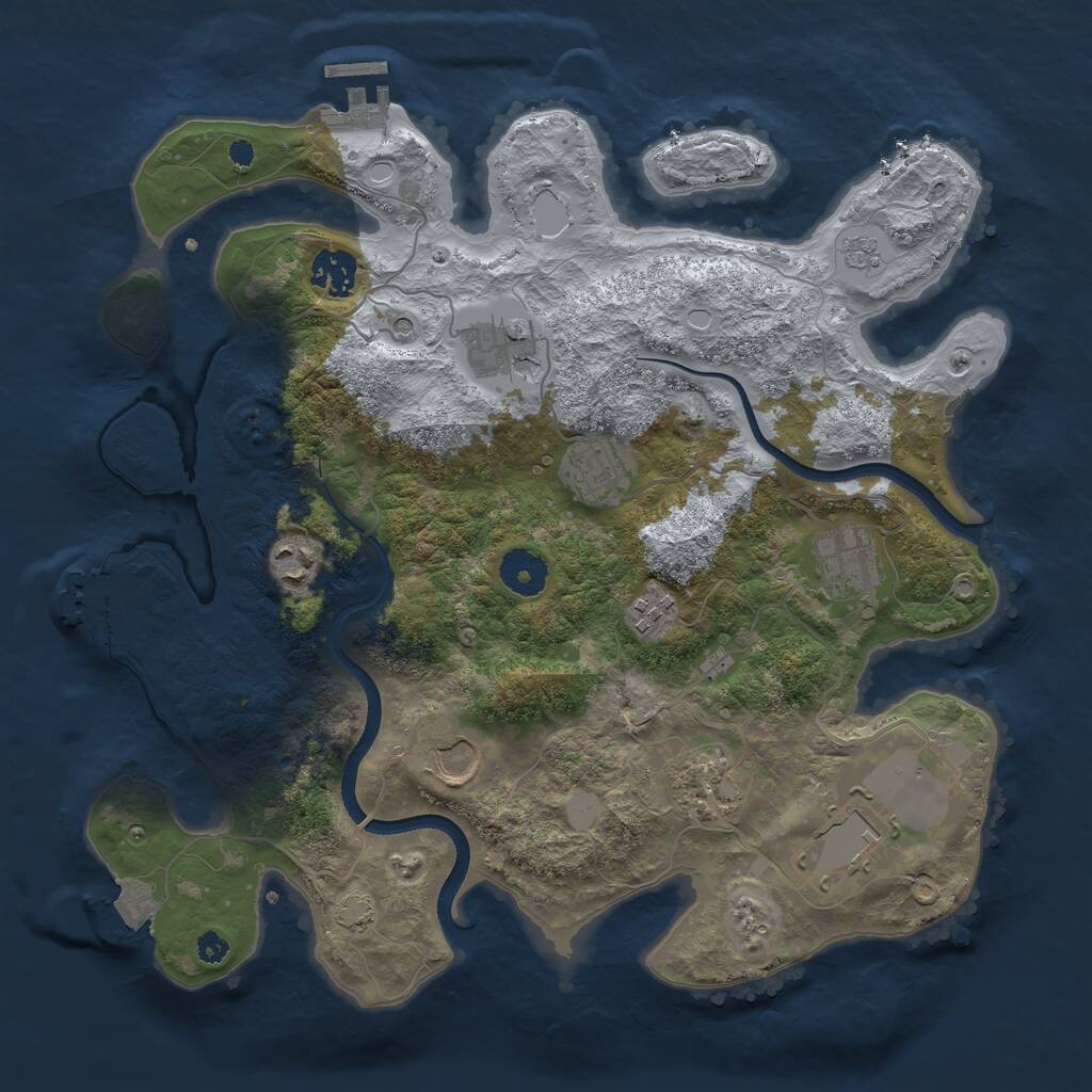 Rust Map: Procedural Map, Size: 3500, Seed: 1757720018, 15 Monuments