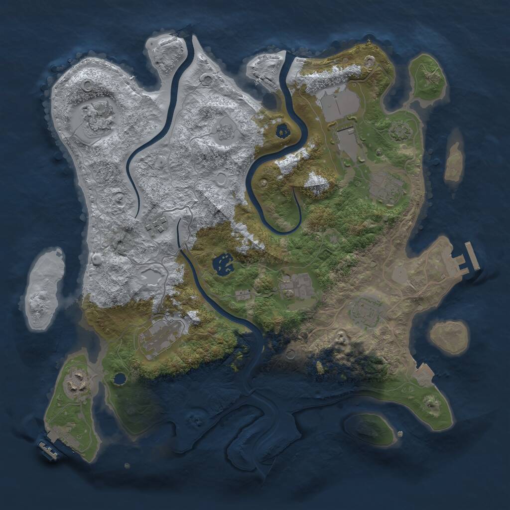 Rust Map: Procedural Map, Size: 3500, Seed: 2116546255, 15 Monuments