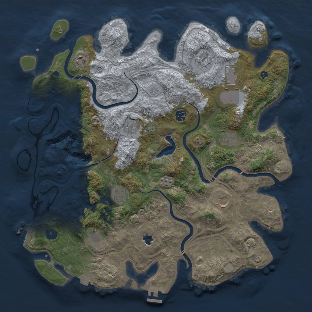 Rust Map: Procedural Map, Size: 4250, Seed: 716457935, 16 Monuments