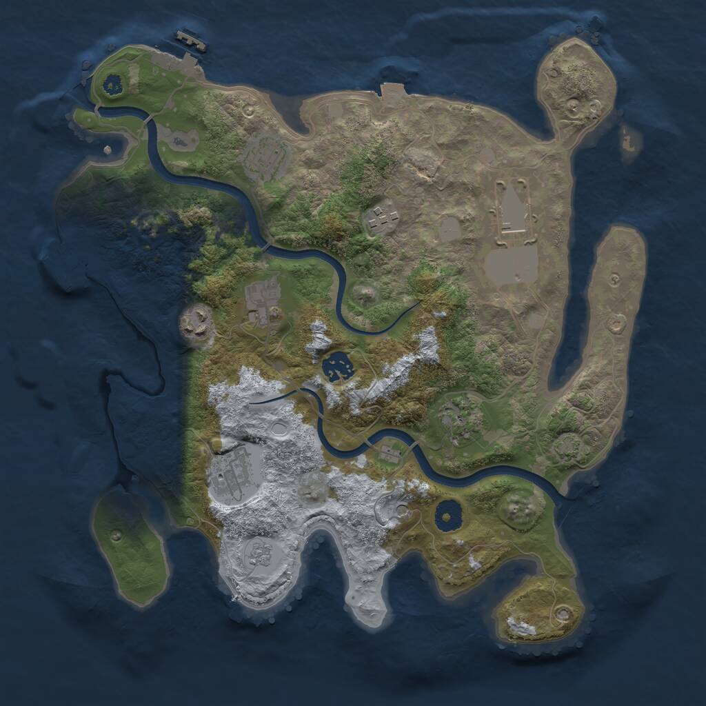 Rust Map: Procedural Map, Size: 3500, Seed: 556222, 14 Monuments