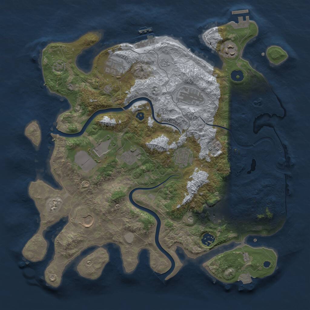 Rust Map: Procedural Map, Size: 3750, Seed: 769850246, 16 Monuments