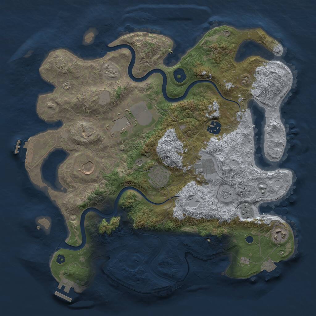 Rust Map: Procedural Map, Size: 3525, Seed: 3033, 13 Monuments