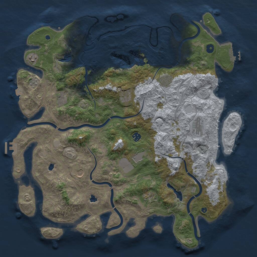 Rust Map: Procedural Map, Size: 4500, Seed: 1677314, 16 Monuments