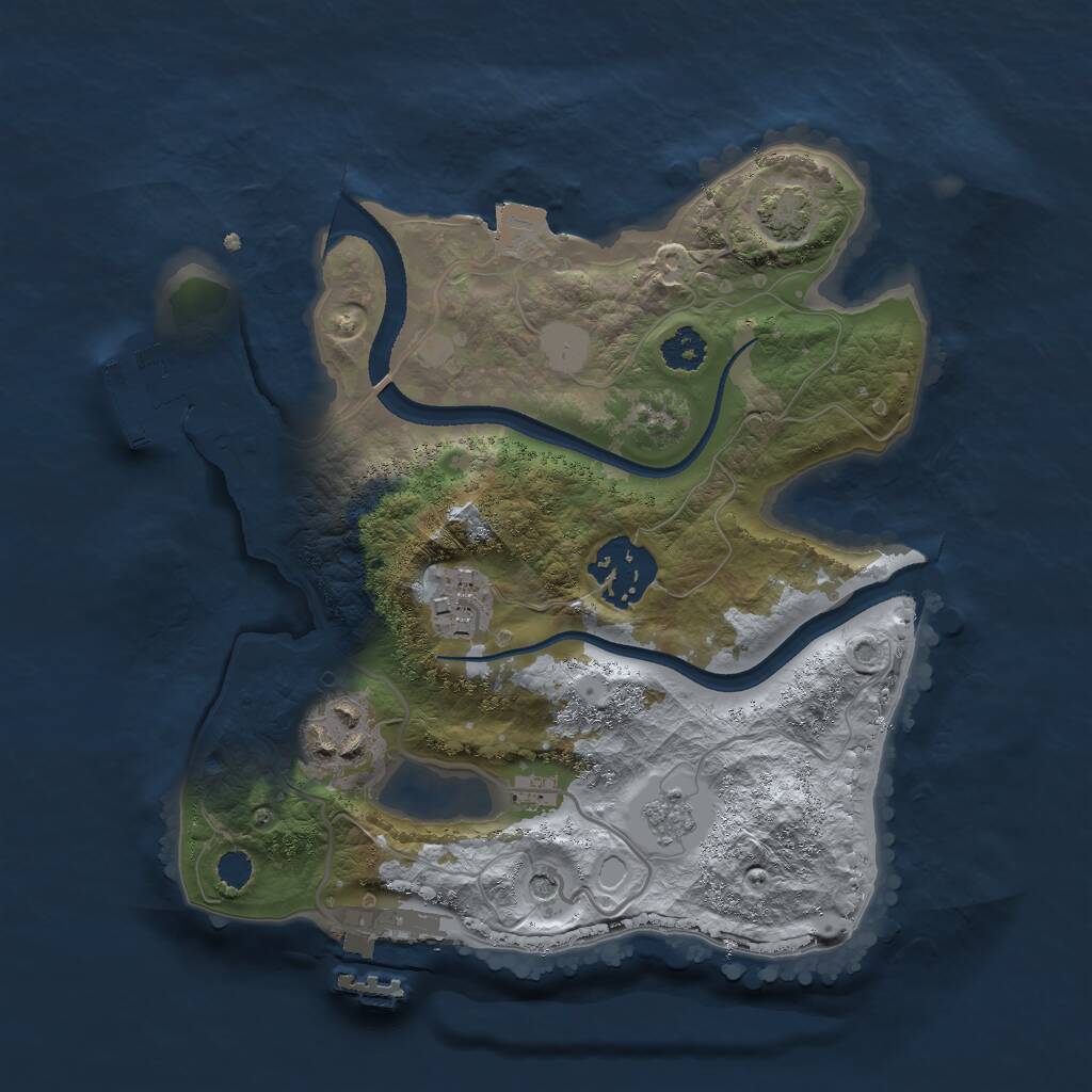 Rust Map: Procedural Map, Size: 2500, Seed: 1268097249, 9 Monuments
