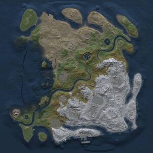 Thumbnail Rust Map: Procedural Map, Size: 3700, Seed: 1849532931, 14 Monuments