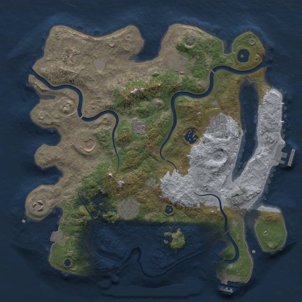 Rust Map: Procedural Map, Size: 3500, Seed: 91529021, 14 Monuments