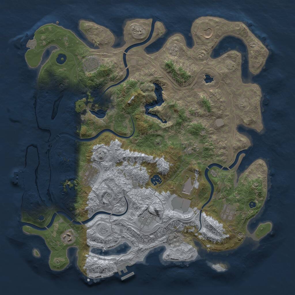 Rust Map: Procedural Map, Size: 4250, Seed: 214060706, 16 Monuments