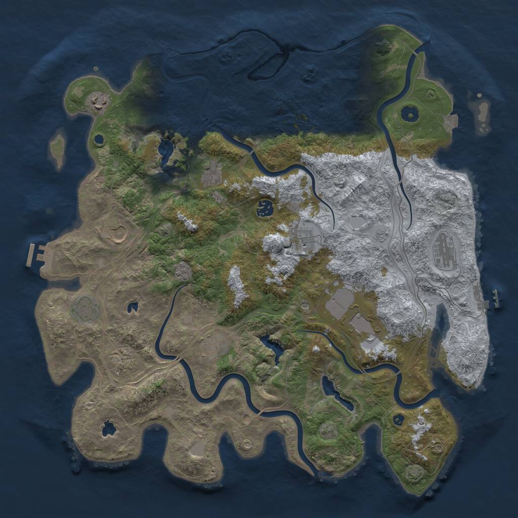Rust Map: Procedural Map, Size: 4500, Seed: 992895666, 17 Monuments