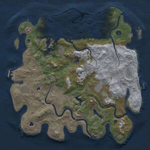 Thumbnail Rust Map: Procedural Map, Size: 4500, Seed: 992895666, 17 Monuments