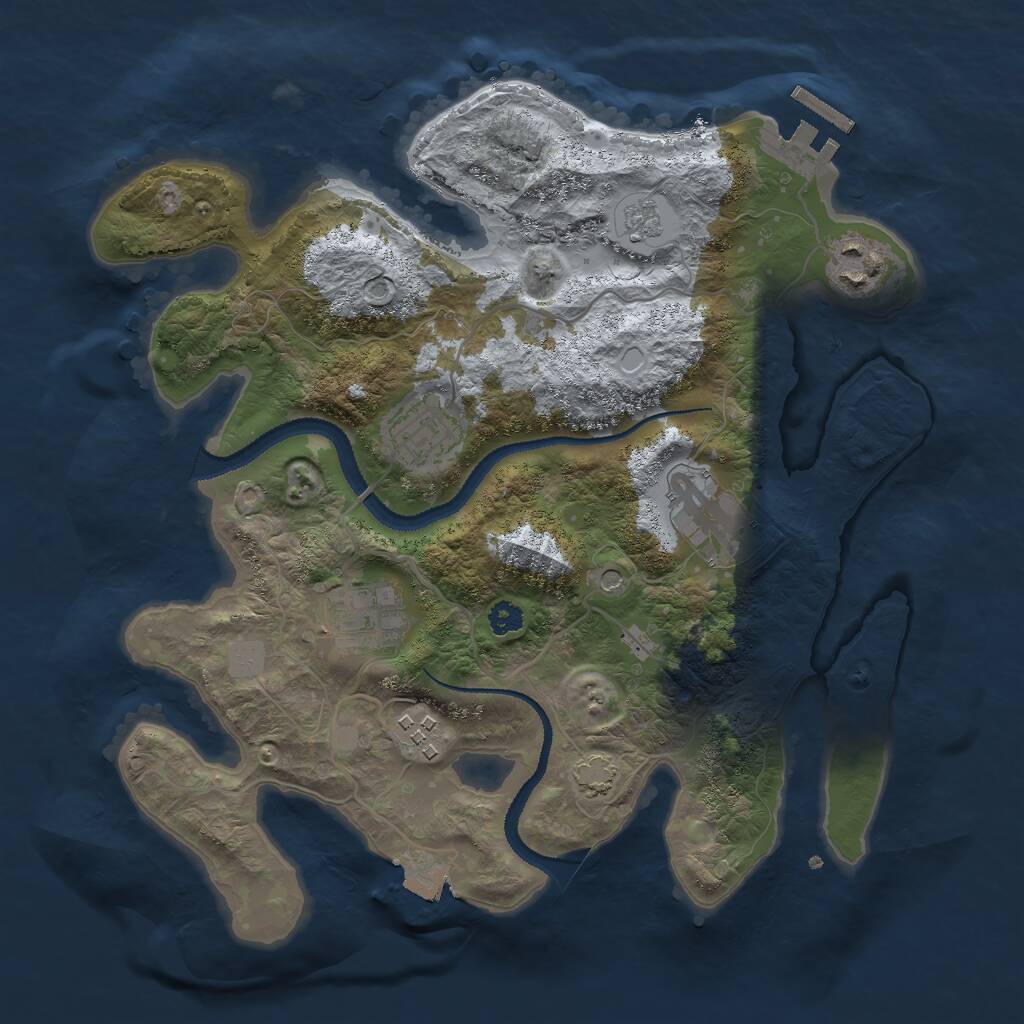 Rust Map: Procedural Map, Size: 3000, Seed: 21921, 10 Monuments