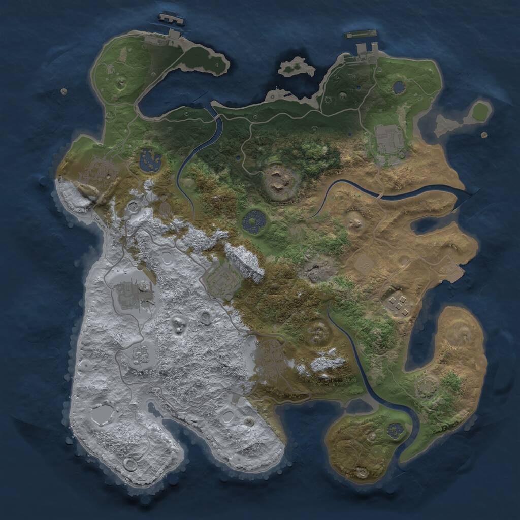 Rust Map: Procedural Map, Size: 3300, Seed: 251931652, 13 Monuments