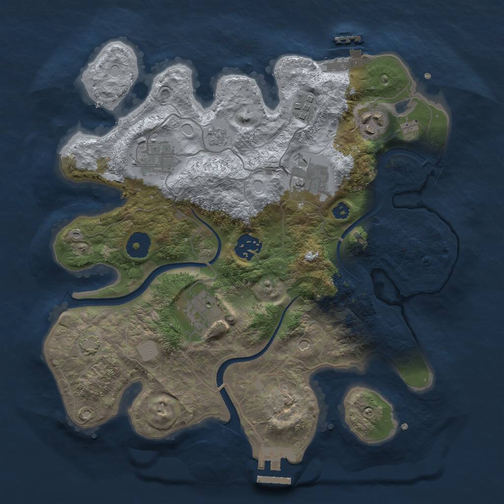 Rust Map: Procedural Map, Size: 3000, Seed: 66917, 12 Monuments