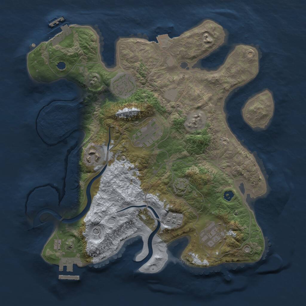 Rust Map: Procedural Map, Size: 3000, Seed: 5498, 10 Monuments