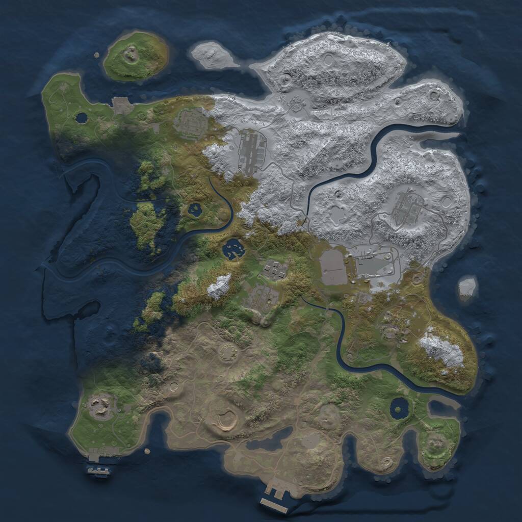 Rust Map: Procedural Map, Size: 3750, Seed: 1674735893, 16 Monuments