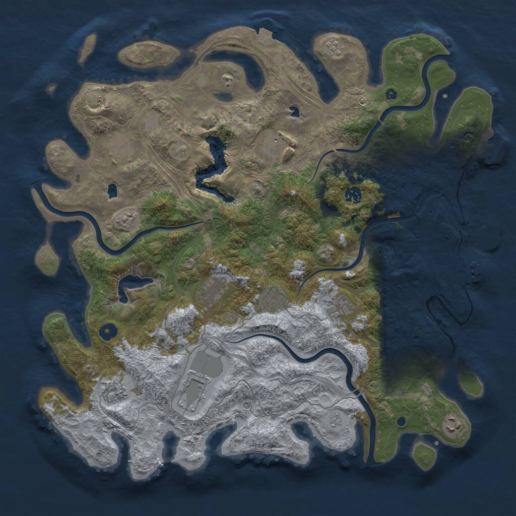 Rust Map: Procedural Map, Size: 4500, Seed: 540737107, 16 Monuments