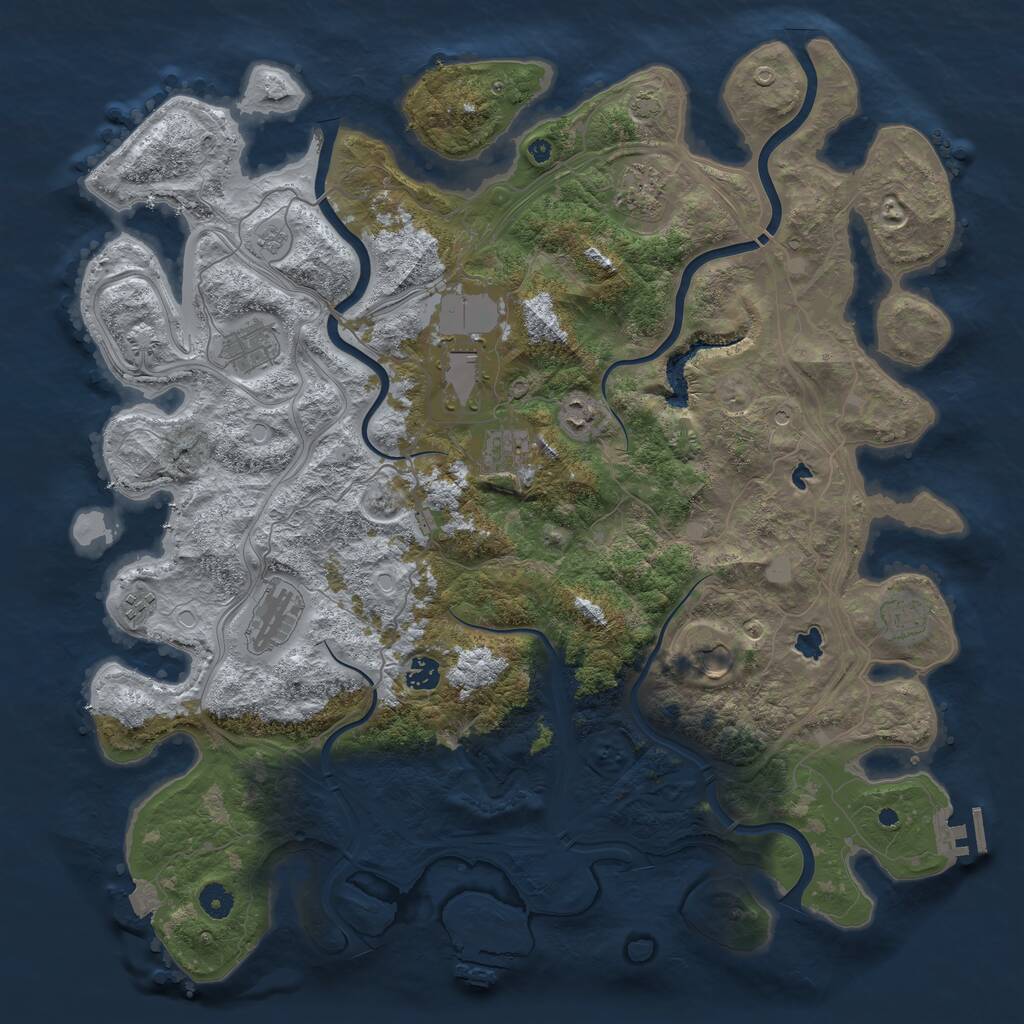 Rust Map: Procedural Map, Size: 4500, Seed: 1381926663, 16 Monuments