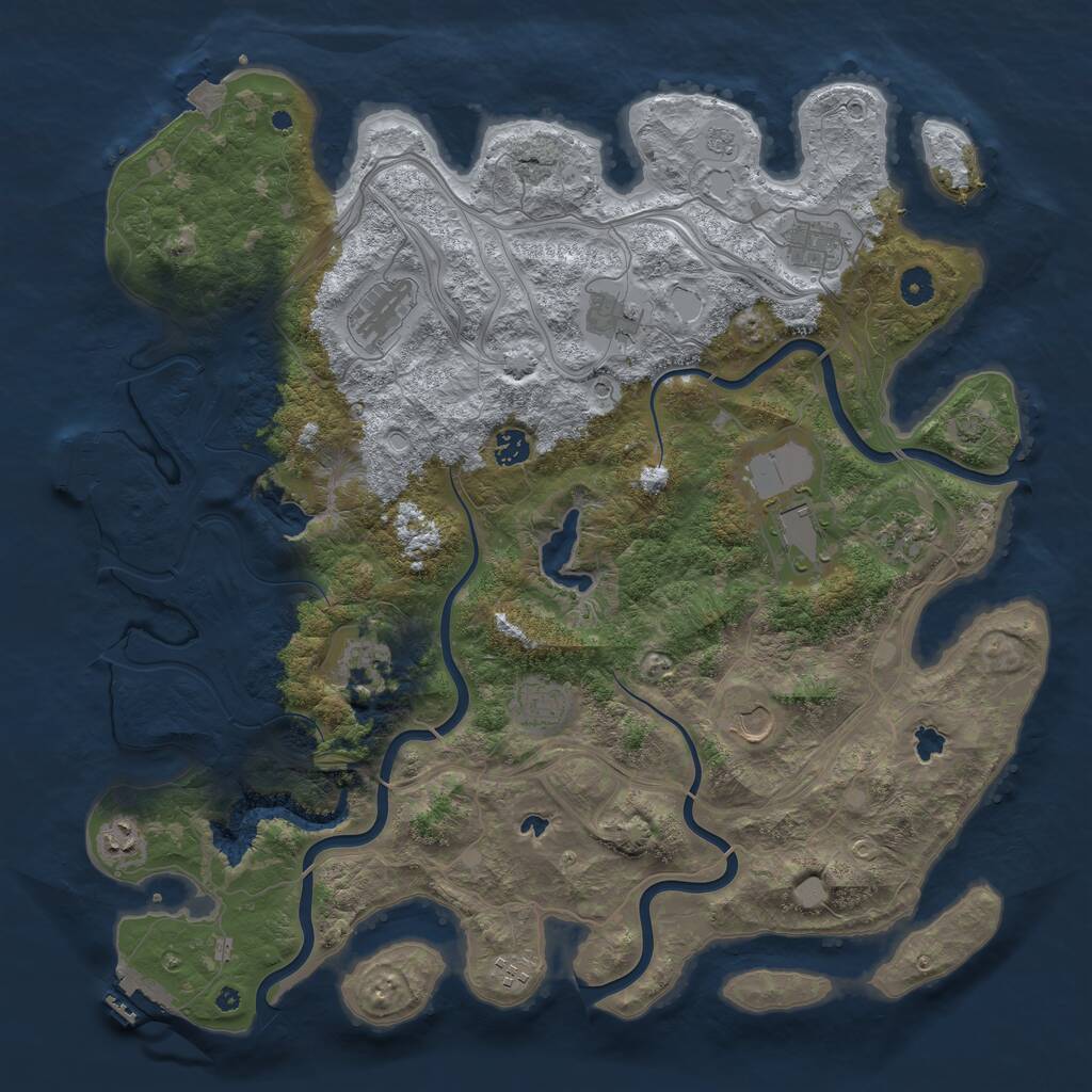 Rust Map: Procedural Map, Size: 4500, Seed: 1381883196, 17 Monuments