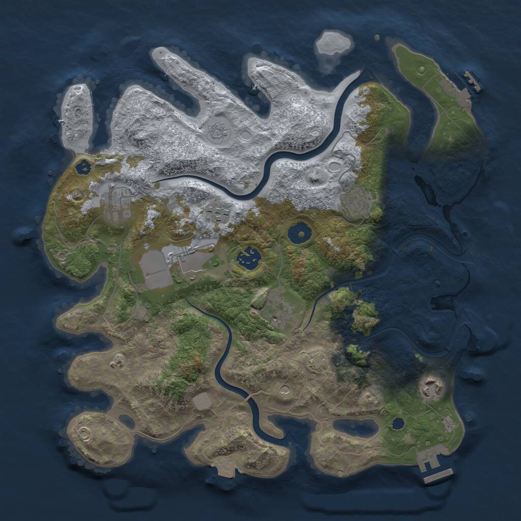 Rust Map: Procedural Map, Size: 3500, Seed: 466725684, 13 Monuments