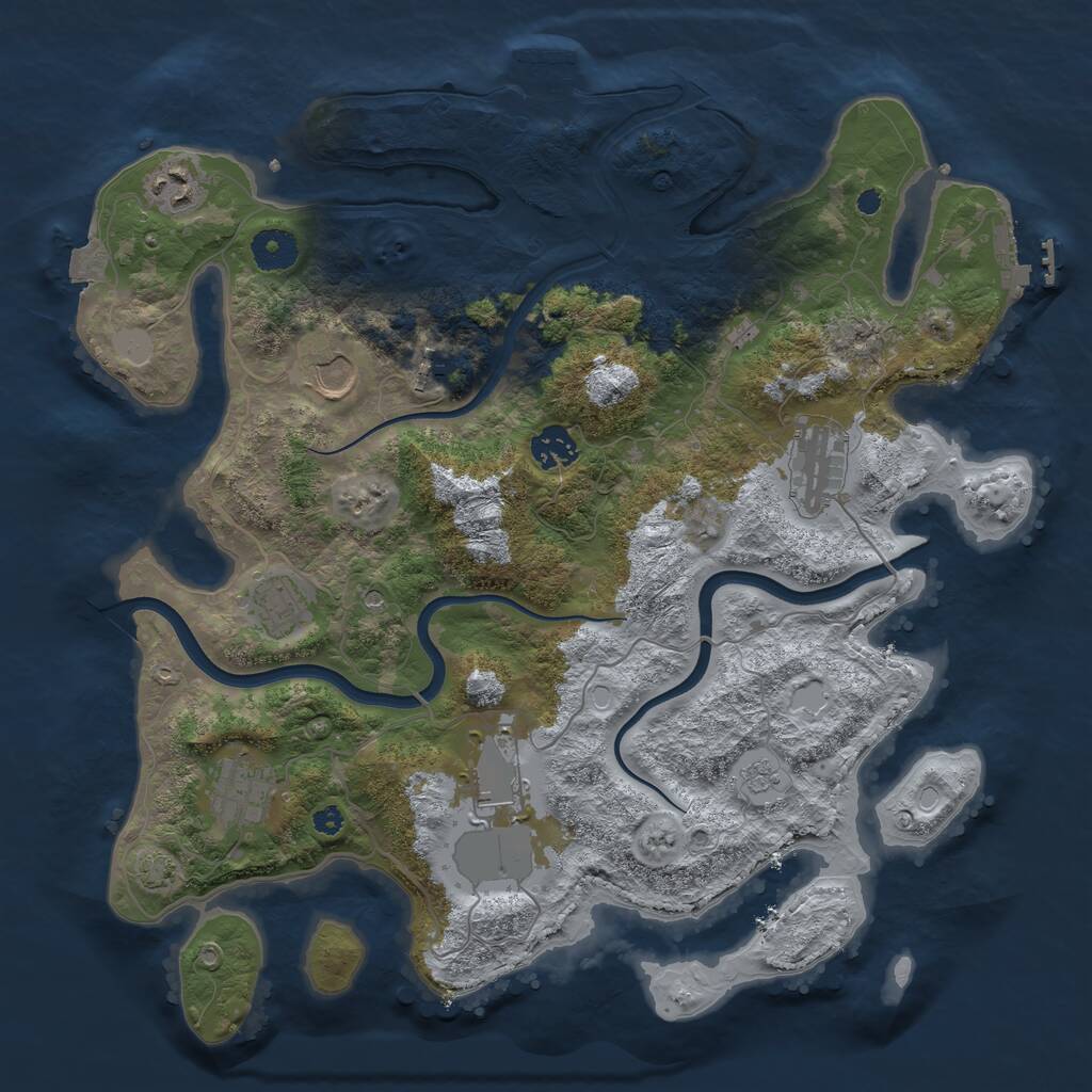 Rust Map: Procedural Map, Size: 3700, Seed: 1675661480, 14 Monuments