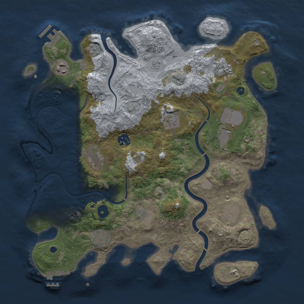 Rust Map: Procedural Map, Size: 3750, Seed: 346873001, 16 Monuments