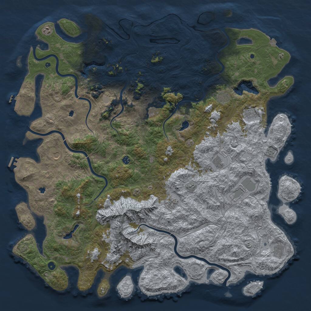 Rust Map: Procedural Map, Size: 6000, Seed: 287249040, 17 Monuments