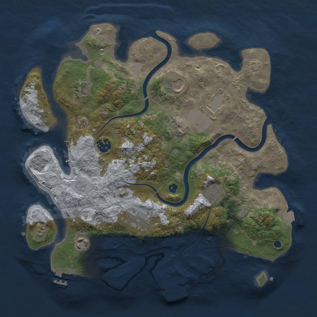 Rust Map: Procedural Map, Size: 3500, Seed: 389866301, 14 Monuments