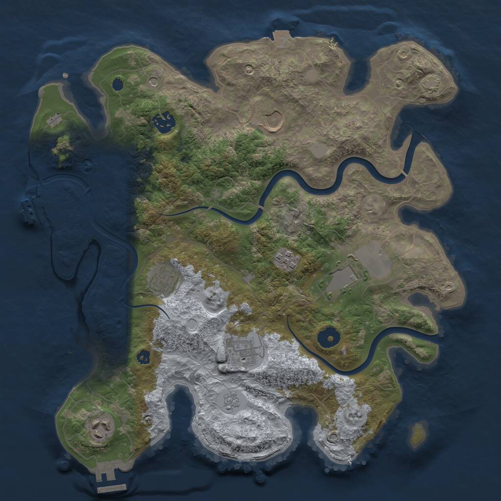 Rust Map: Procedural Map, Size: 3500, Seed: 1507029888, 13 Monuments