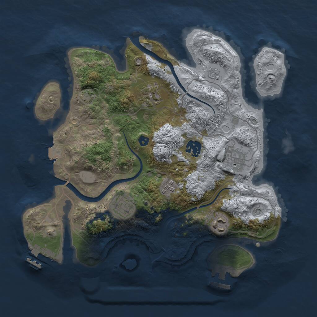 Rust Map: Procedural Map, Size: 3000, Seed: 365740, 12 Monuments