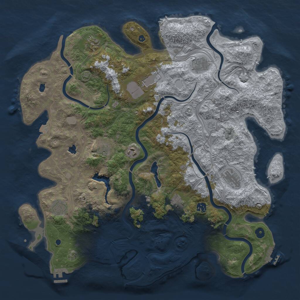 Rust Map: Procedural Map, Size: 4500, Seed: 624244900, 16 Monuments