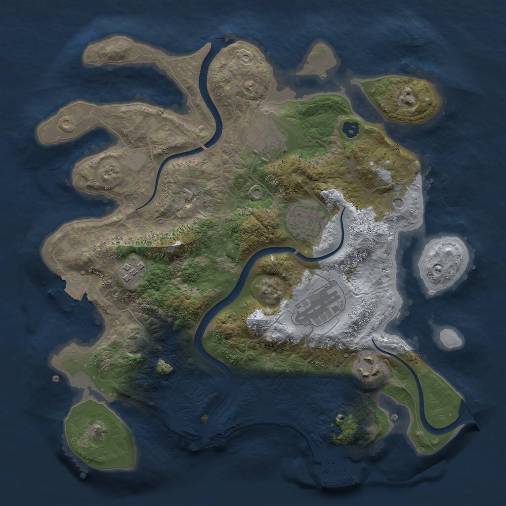 Rust Map: Procedural Map, Size: 3000, Seed: 918723, 9 Monuments