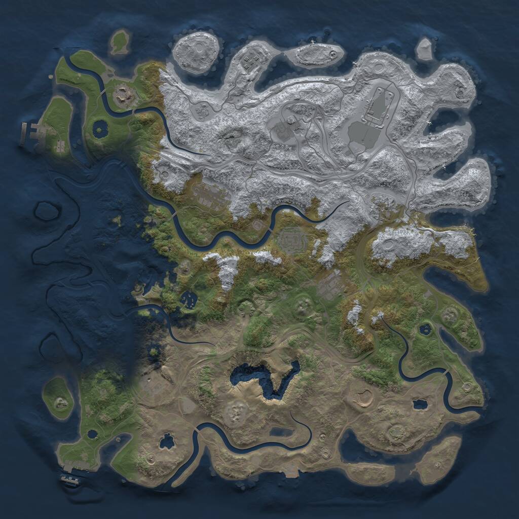 Rust Map: Procedural Map, Size: 4500, Seed: 604862994, 17 Monuments