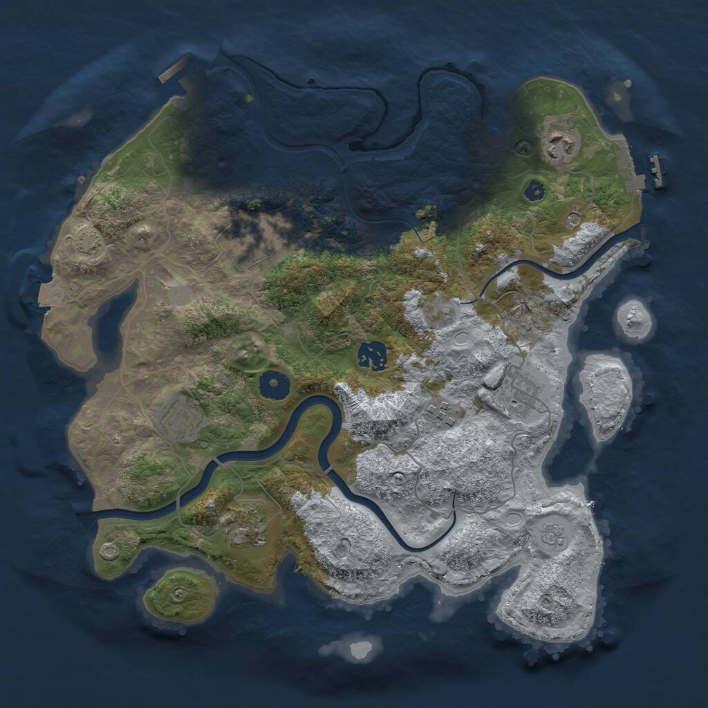 Rust Map: Procedural Map, Size: 3500, Seed: 32452346, 13 Monuments