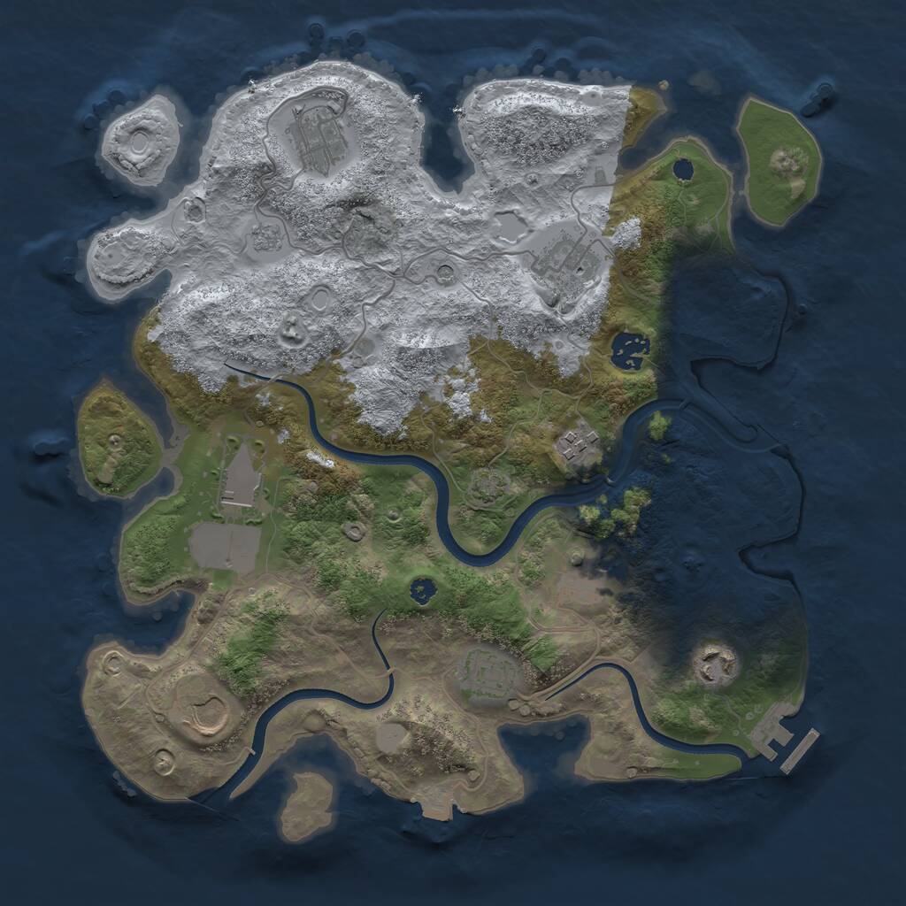 Rust Map: Procedural Map, Size: 3500, Seed: 1865100332, 14 Monuments