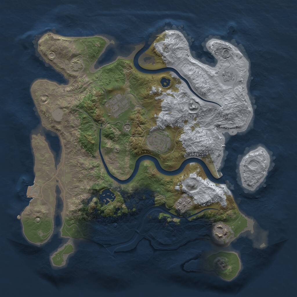 Rust Map: Procedural Map, Size: 3000, Seed: 62941, 9 Monuments