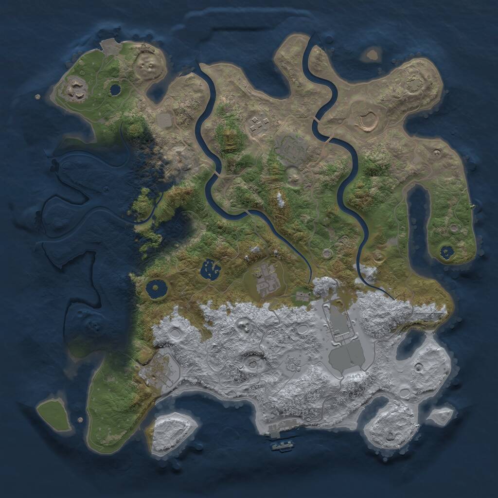 Rust Map: Procedural Map, Size: 3750, Seed: 2025815, 13 Monuments