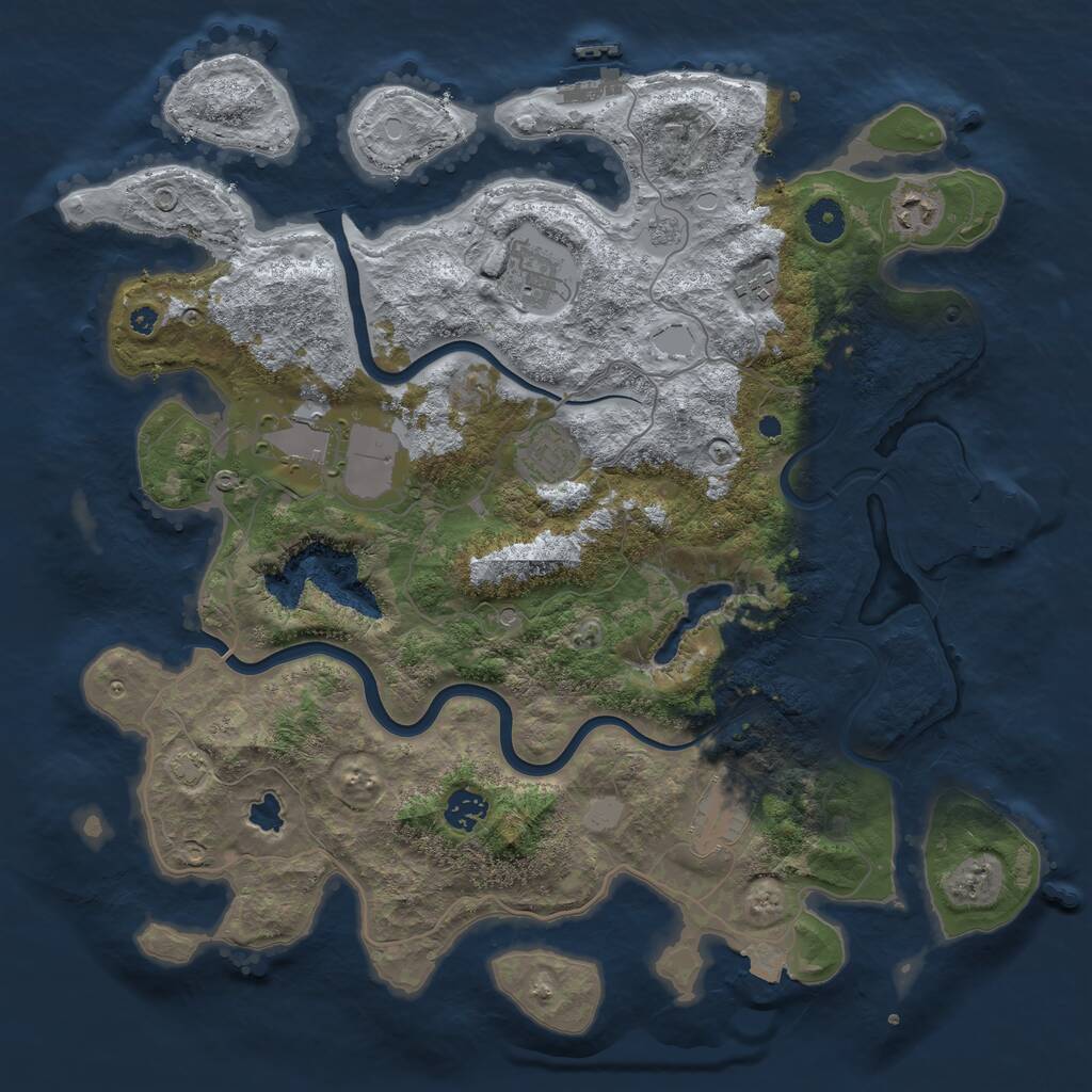 Rust Map: Procedural Map, Size: 4000, Seed: 766748371, 13 Monuments