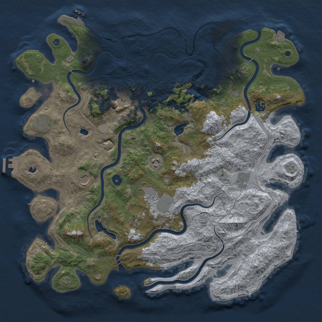 Rust Map: Procedural Map, Size: 4600, Seed: 24287, 15 Monuments