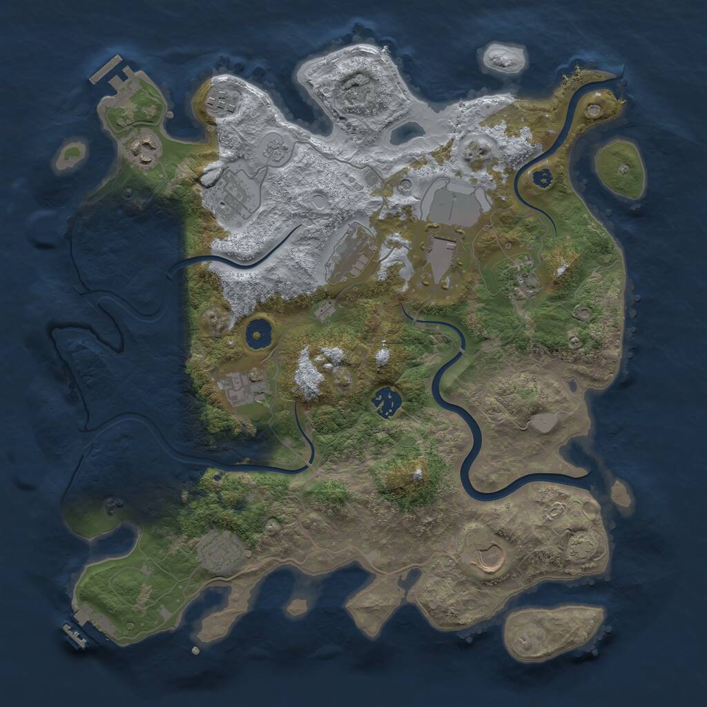 Rust Map: Procedural Map, Size: 3700, Seed: 346873001, 16 Monuments