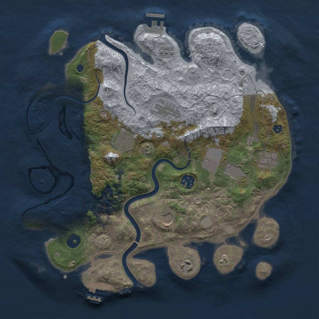 Rust Map: Procedural Map, Size: 3500, Seed: 1367822252, 14 Monuments