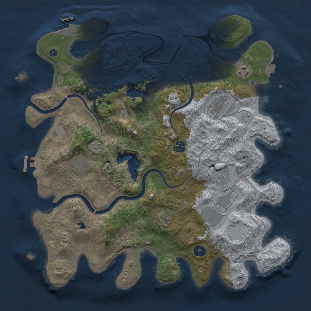 Rust Map: Procedural Map, Size: 4000, Seed: 7776, 14 Monuments