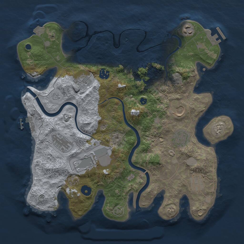 Rust Map: Procedural Map, Size: 3500, Seed: 34653565, 15 Monuments