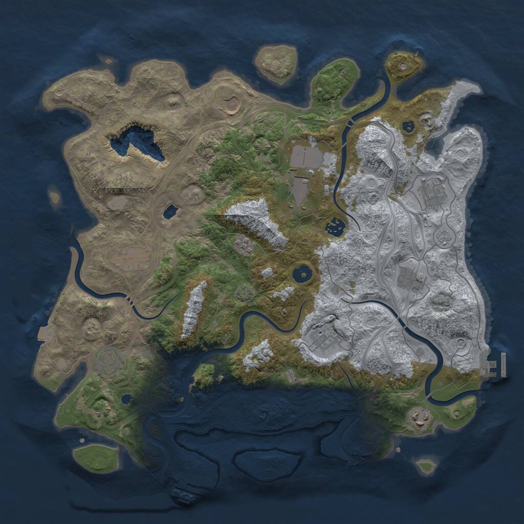 Rust Map: Procedural Map, Size: 4250, Seed: 2129594789, 16 Monuments